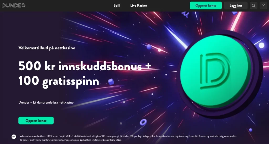 Dunder Casino Velkomstbonus