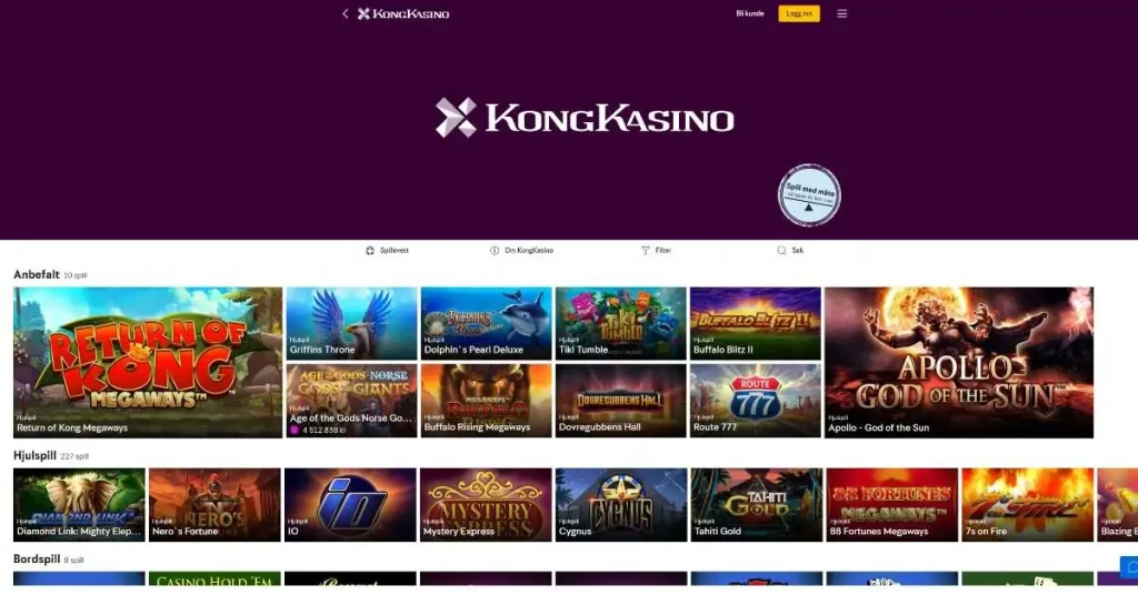 KongKasino Casino Spilleautomater