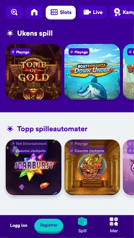 Casumo casino Spilleautomater