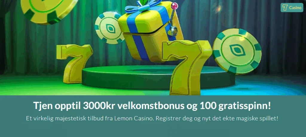 Velkomstbonus: opptil 3000 kr + 100 freespins!