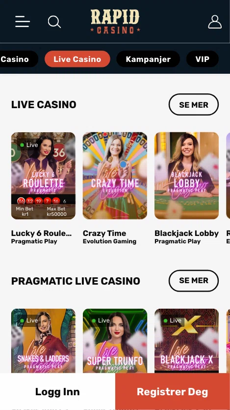 Rapid Casino Live Casino