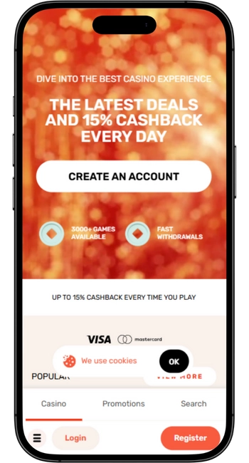 15% cashback Koi Casino