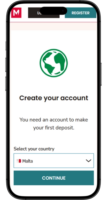 Registrer konto Bingo